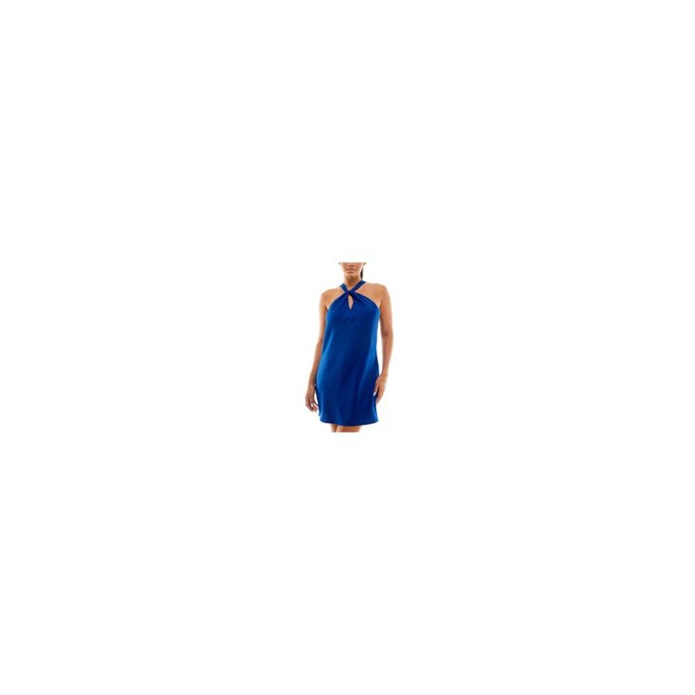 JOLT Womens Short Dress Blue Lined Tie Sleeveless Pullover Cutout Juniors XS